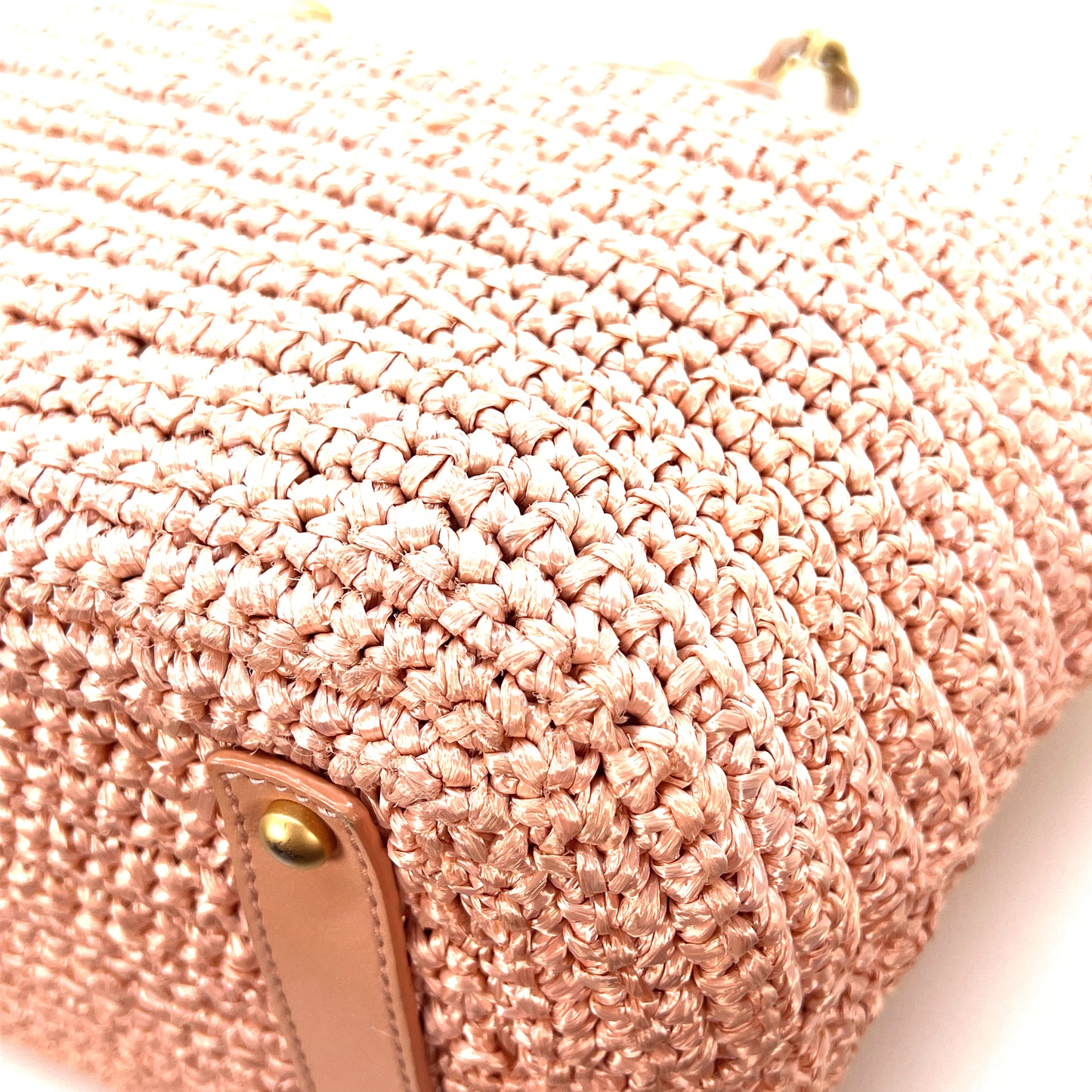 Vintage Pink Raffia Tote