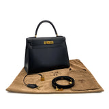 Kelly 28 Sellier - Black Boxcalf