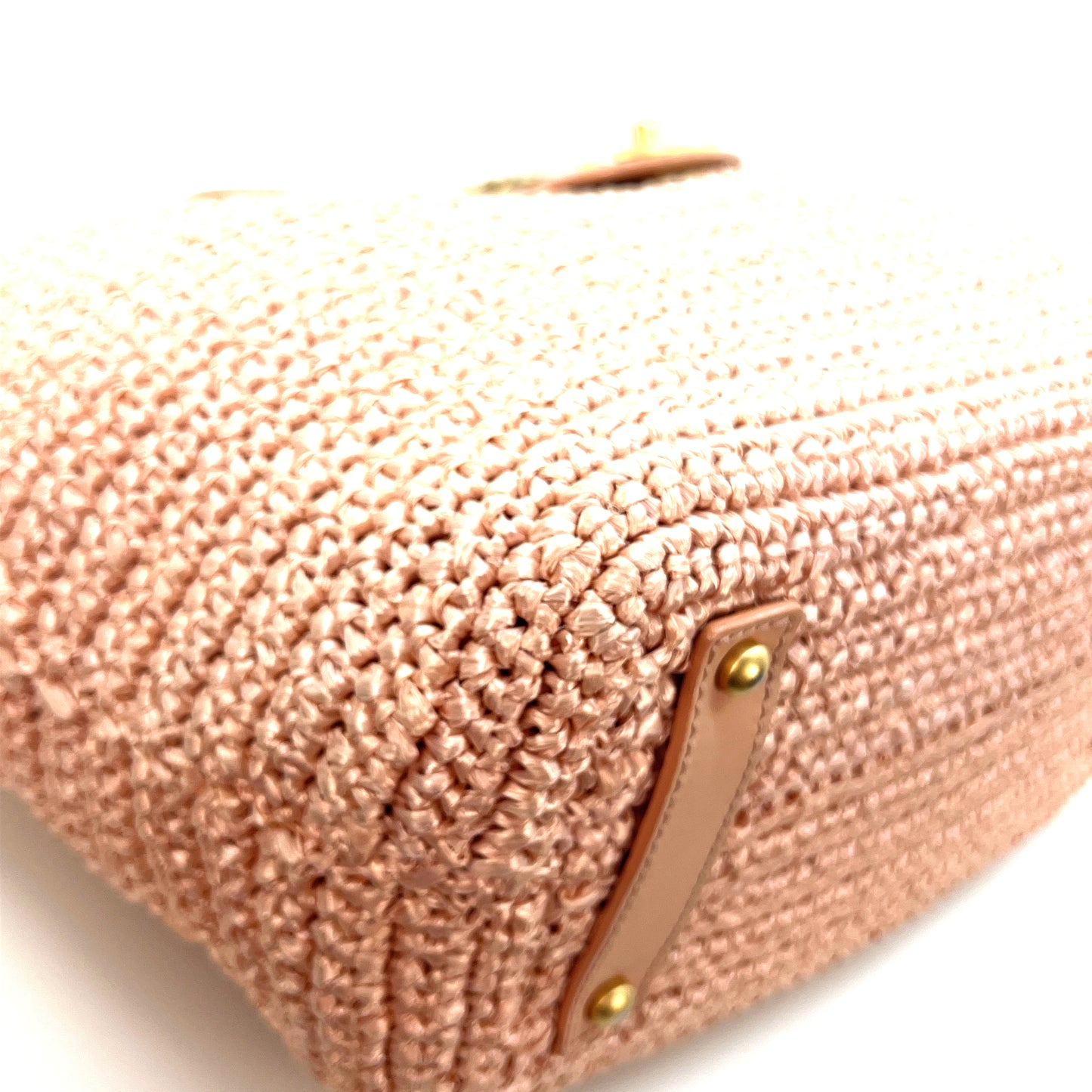 Vintage Pink Raffia Tote