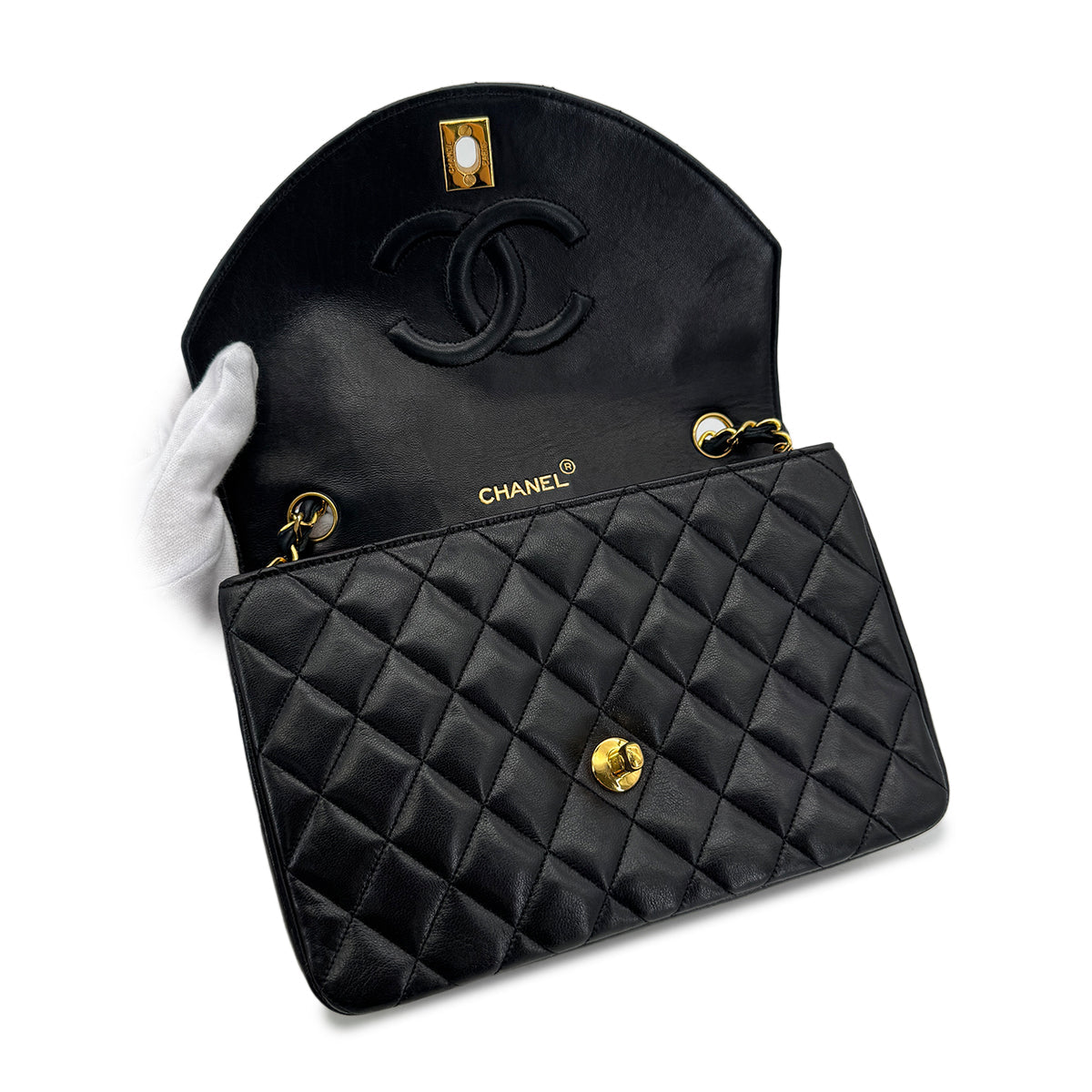Vintage Half Moon Flap - Black Lambskin