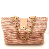 Vintage Pink Raffia Tote
