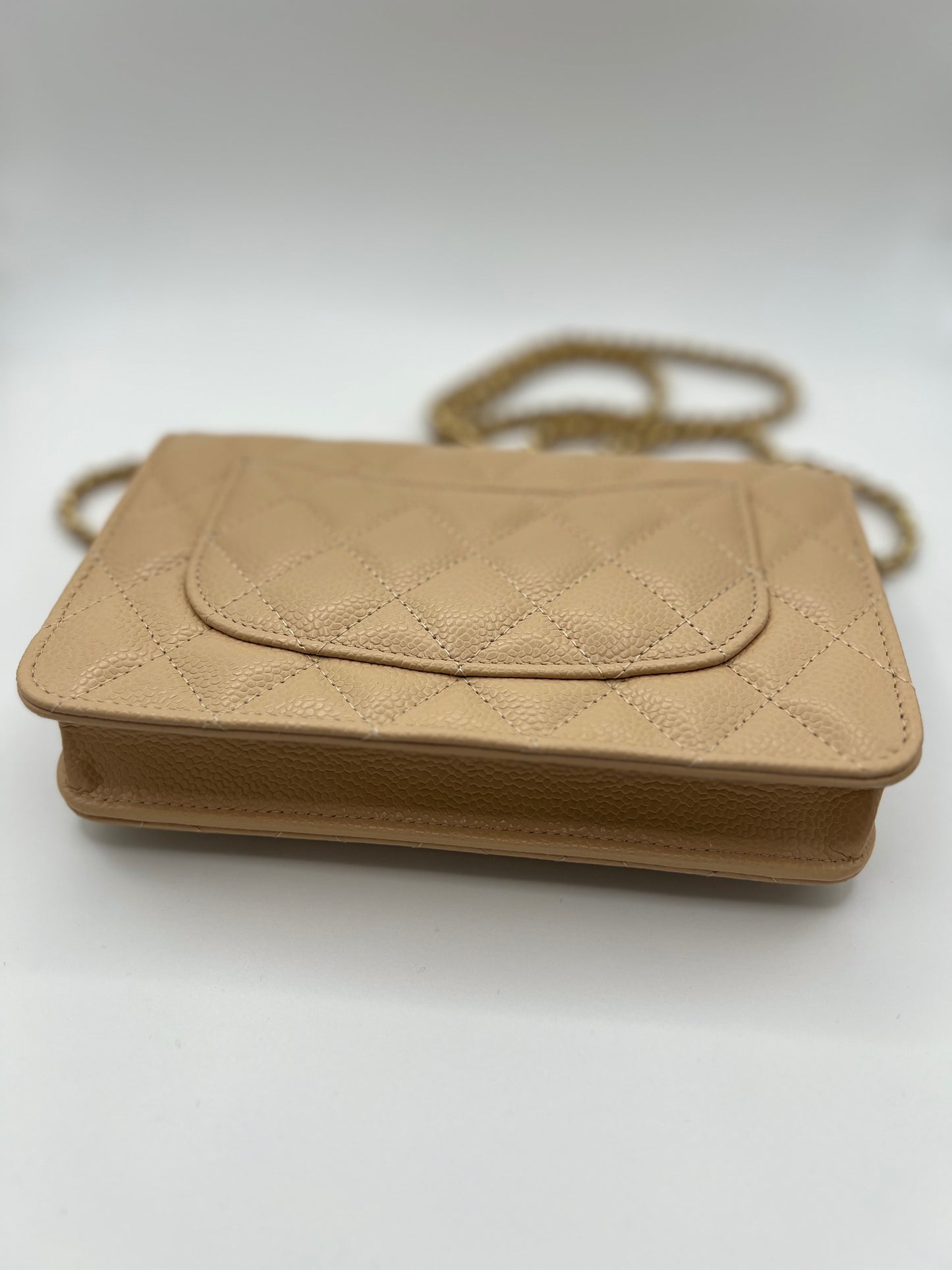 Beige Caviar Wallet on Chain