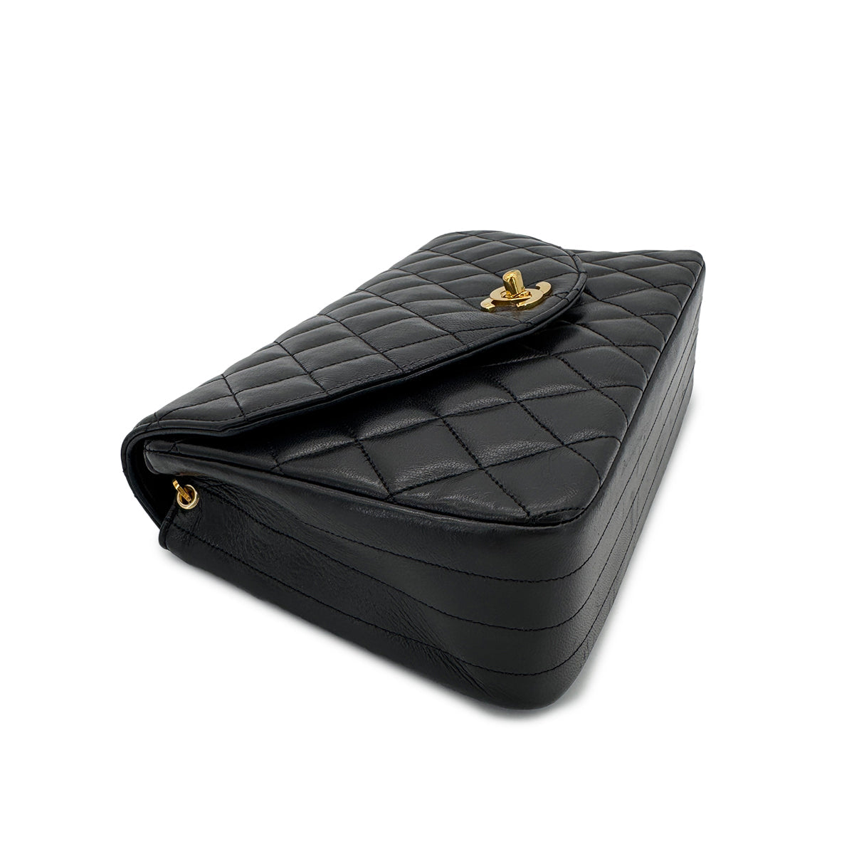 Vintage Half Moon Flap - Black Lambskin