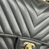 Black Medium Caviar Classic in Chevron