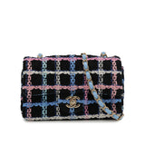 JP-82 Mini rectangle - black/pink/blue tweed
