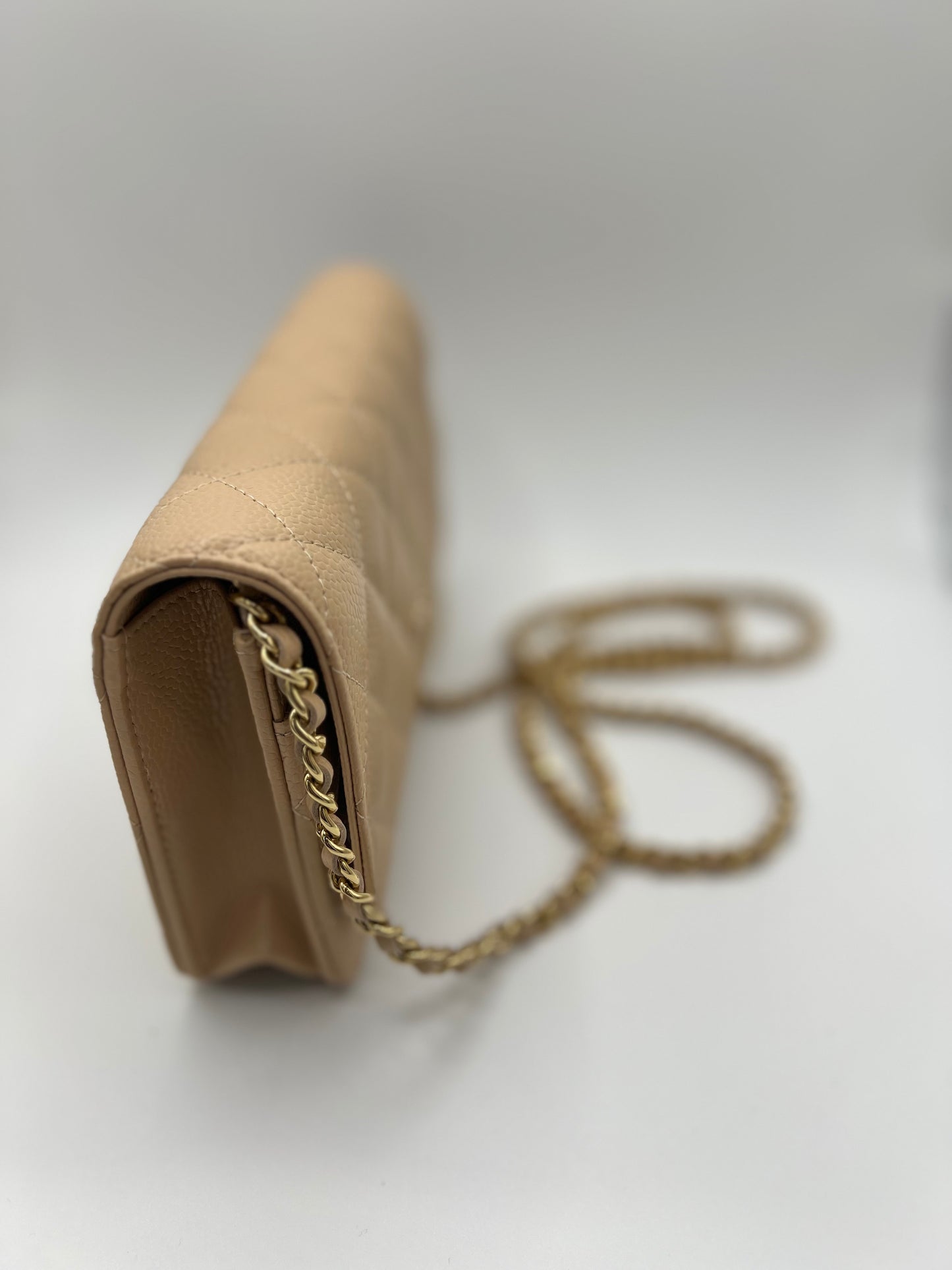 Beige Caviar Wallet on Chain