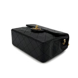 Vintage Mini Square Flap - Black Lambskin