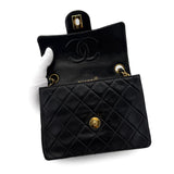 Vintage Mini Square Flap - Black Lambskin