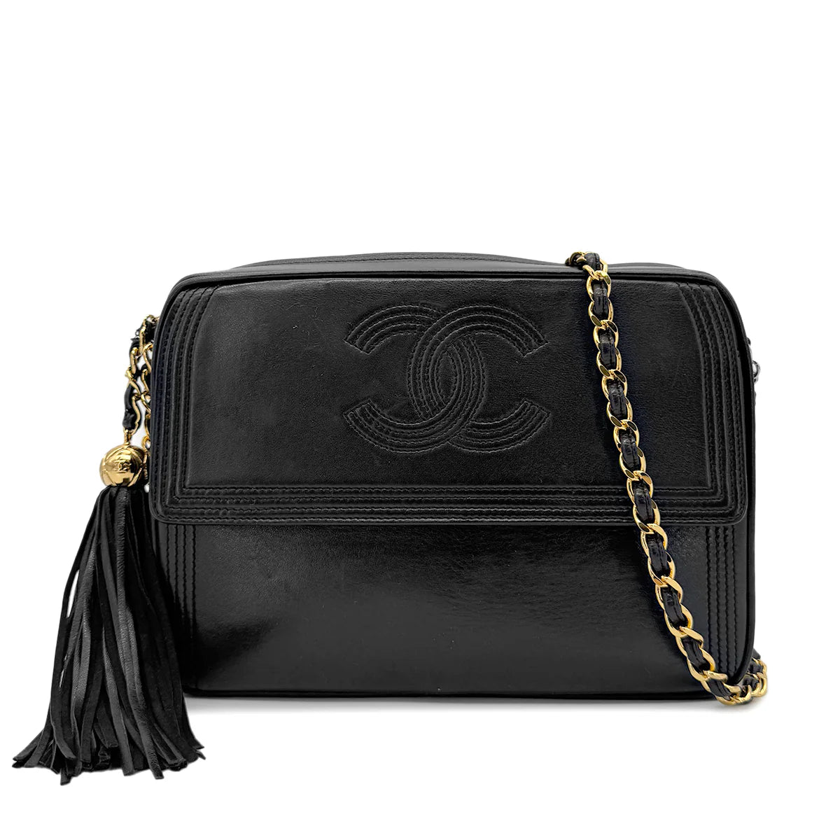 Vintage Camera Bag with Fringe - Black Lambskin (Available at Thread)