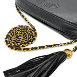 Vintage Camera Bag with Tassel- Black Lambskin
