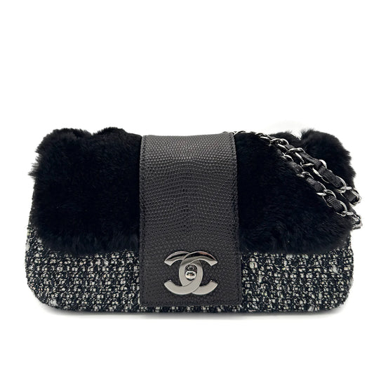 Vintage Winter Flap - Black Tweed