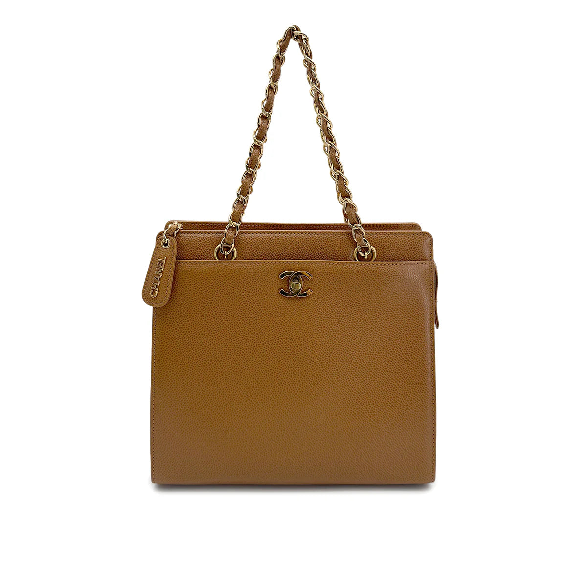 Vinage Chain Shoulder Tote - Brown Caviar
