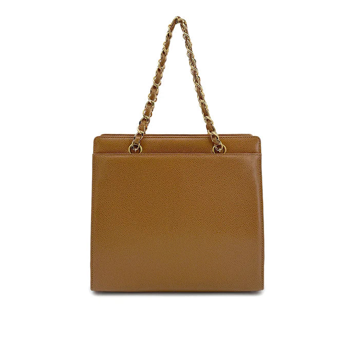 Vinage Chain Shoulder Tote - Brown Caviar