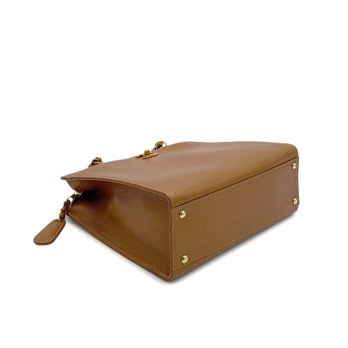 Vinage Chain Shoulder Tote - Brown Caviar