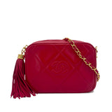 Vintage Camera Bag with Tassel - Red Lambskin