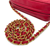 Vintage Camera Bag with Tassel - Red Lambskin