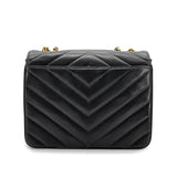 Vintage Chevron Envelope Flap - Black Lambskin