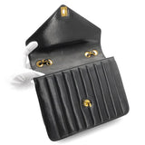 Vintage Chevron Envelope Flap - Black Lambskin