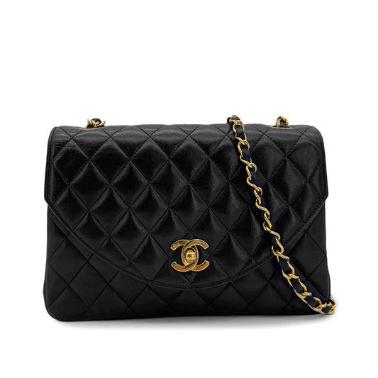 Vintage Half Moon Flap - Black Lambskin