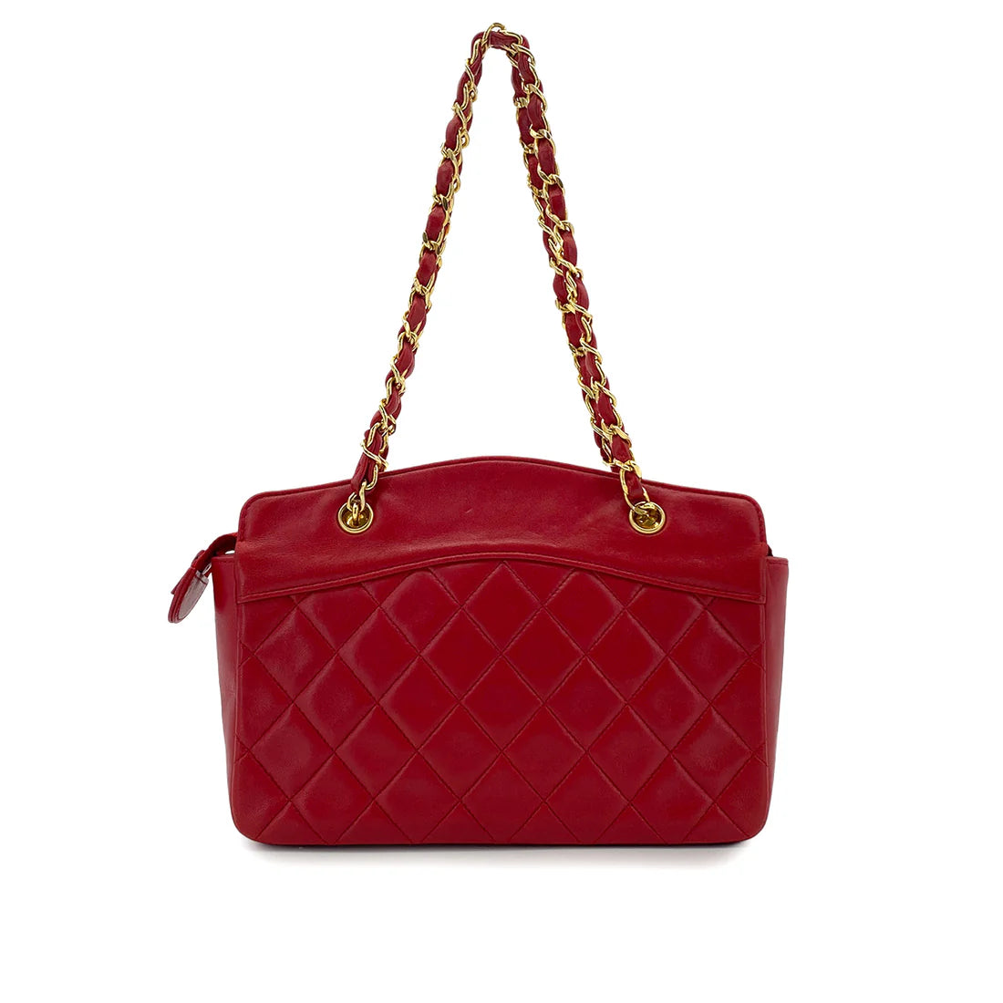 Vintage Full Zip Shoulder Bag - Red Lambskin