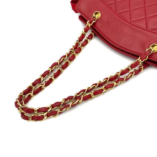 Vintage Full Zip Shoulder Bag - Red Lambskin
