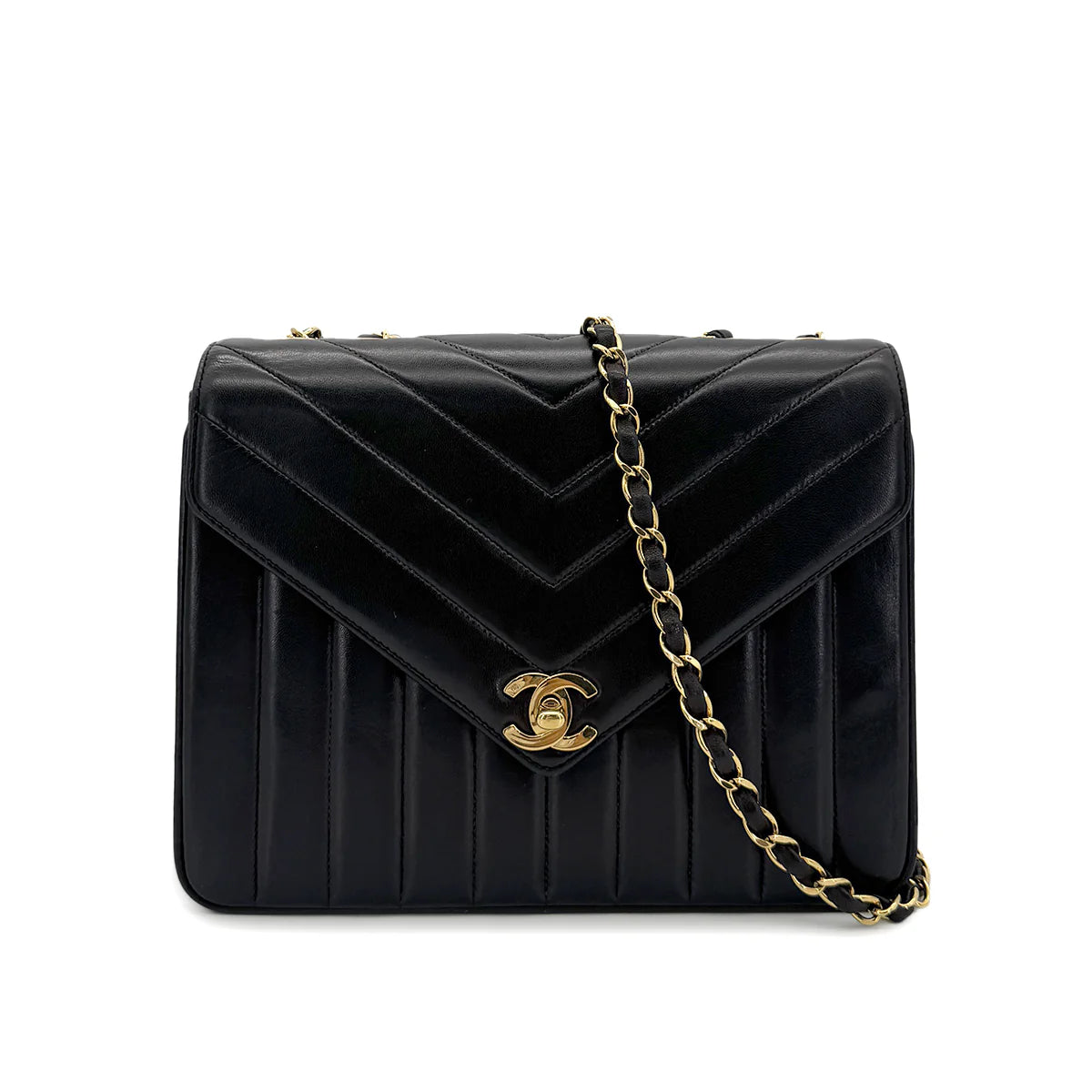 Vintage Chevron Envelope Bag - Black Lambskin (Available at Thread)