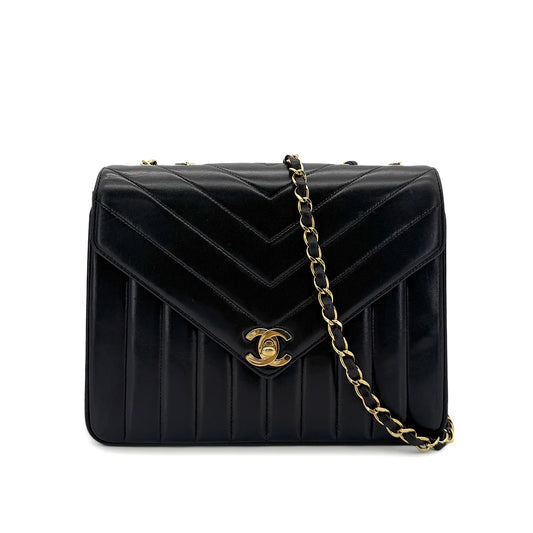 Vintage Chevron Envelope Bag - Black Lambskin (Available at Thread)