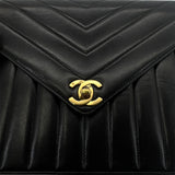 Vintage Chevron Envelope Bag - Black Lambskin