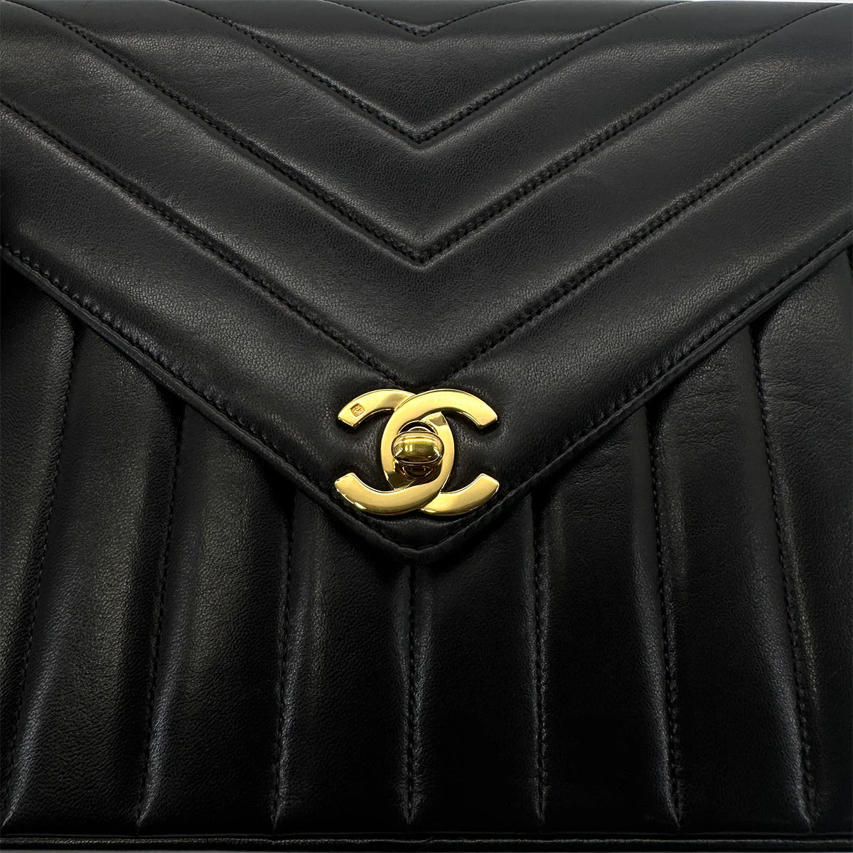 Vintage Chevron Envelope Bag - Black Lambskin (Available at Thread)