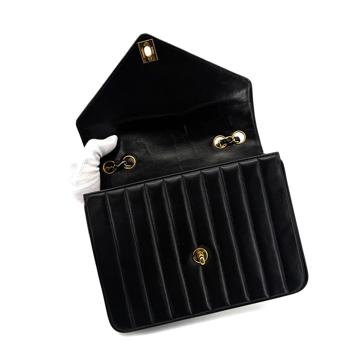 Vintage Chevron Envelope Bag - Black Lambskin (Available at Thread)