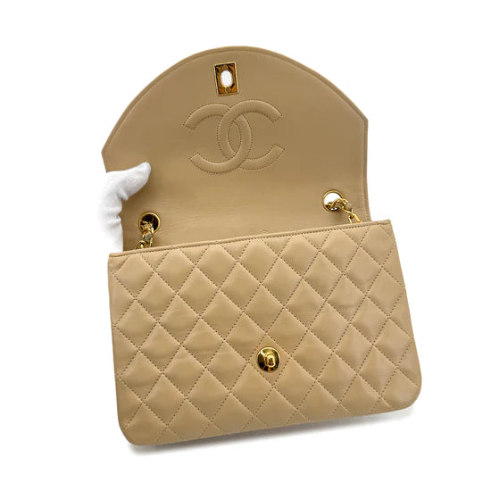 Vintage Half Moon Flap - Beige Lambskin (Available at Luxe Levels)