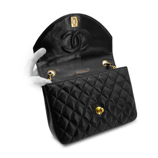 Vintage Half Moon Flap - Black Lambskin (Available at Wardrobe Therapy)