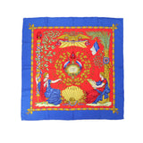 Hermes 90x90 Liberte Egalite Fraternite - Blue & Red Silk
