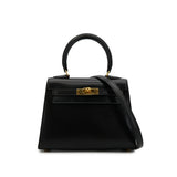 Mini Kelly - Black Boxcalf