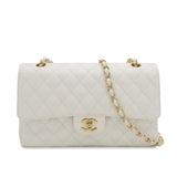 Vintage Medium Classic Flap - White Caviar