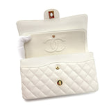 Vintage Medium Classic Flap - White Caviar