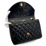 Vintage Half Moon Flap - Black Lambskin