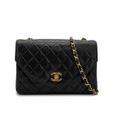 Vintage  Half Moon Flap - Black Lambskin
