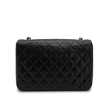 Vintage  Half Moon Flap - Black Lambskin