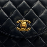 Vintage  Half Moon Flap - Black Lambskin