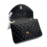 Vintage  Half Moon Flap - Black Lambskin