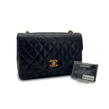 Vintage  Half Moon Flap - Black Lambskin