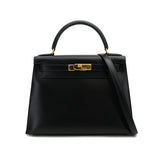 Vintage Kelly 28 Sellier - Black Boxcalf
