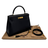 Vintage Kelly 28 Sellier - Black Boxcalf