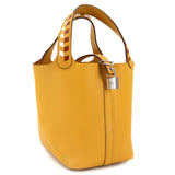 Hermès Picotin Tressage PM Jaune Ambre / Brique / Blanc Epsom