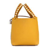 Hermès Picotin Tressage PM Jaune Ambre / Brique / Blanc Epsom
