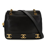 Vintage  Triple Coco Tote - Black Lambskin
