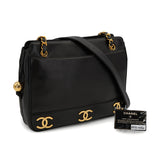 Vintage  Triple Coco Tote - Black Lambskin