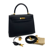 Vintage  Kelly 25 - Black Epsom