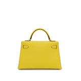 Vintage  Mini Kelly - Lime , Gris Pale Chevre, Swift